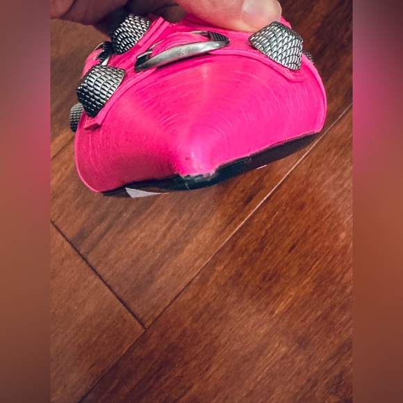 Final price Balenciaga Cagole leather pointed toe mule fluopink heels sandals 9 - Picture 11 of 12